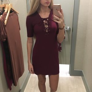 Maroon Lace-Up Dress / Tunic | Small